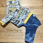 ミニピン  トイマン　ハイネックロンパース　ロゴ柄＆デニム　イエロー