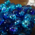 blue×skyblue クラックビーズ6mm (12g) 約40個