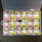55【再販】シルバニア　赤ちゃん　ベッド　布団　ケース　収納　紫陽花ピンク＆黄色