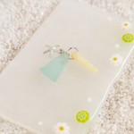 海の贈り物＊一粒シーグラスとスターフィッシュのスマホピアス(ブルー×シルバー)