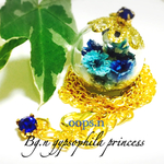 Bg.n gypsophila princessかすみ草とパールのガラスネックレス
