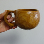 　桑の木の一木彫りコーヒーカップ　