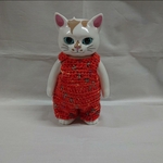本屋のねこ こはるちゃん ハンドメイド毛糸サロペット③
