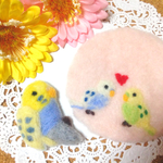 インコさんセット  (羊毛ブローチ・羊毛コースター)