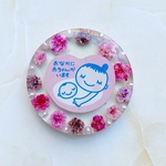 かすみ草とパールのマタニティマーク　透けないタイプ　中サイズ　ピンク
