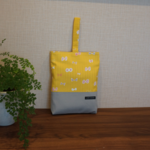 イエローリボン×サックスブルーストライプ　シューズバッグ