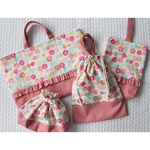 《popotan22様専用》レッスンバッグ & シューズケース 2点セット フリルバッグ入園入学 手さげかばん かわいい キラキラ リボン ちょうちょ 