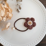お花のビーズ刺繍ヘアゴム＊エスプレッソ