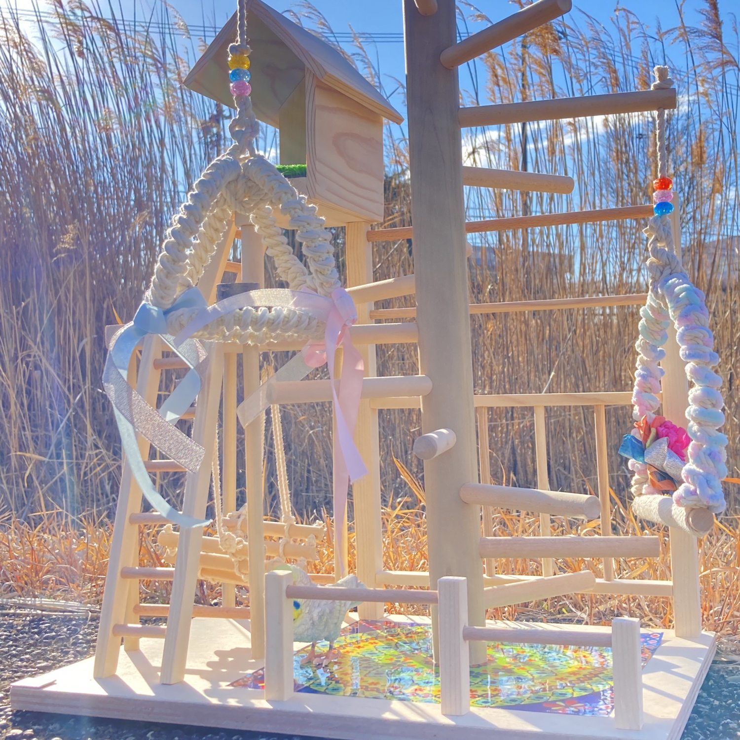 専用♡ バードトイ　マクラメ編みクライミングネット　アスレチック　止まり木 バードトイ マクラメ編みクライミングネット アスレチック