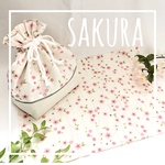 ＊春＊枝垂れ桜のお弁当袋＆ランチョンマットセット＊さくら・ピンク・和柄・巾着・お弁当女子・お花見・プチギフト・プレゼント・お祝い・贈り物・プチプラ