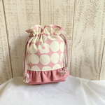 ⭐️値下げ⭐️【入園入学グッズ　コップ袋】単品　花柄ちょうちよドット　ピンク　コップ袋