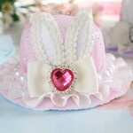 イースターうさ耳ハット（たれ耳うさぎ用）ピンク　うさぎ用帽子