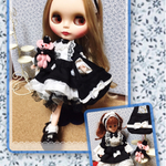 22㎝ドール服 リカちゃんサイズ ゴスロリ風リボン