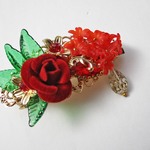 【SALE】赤薔薇ブーケ　ヘアバレッタ