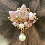 猫と桜の春色ポニーフック