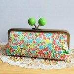 春色*お花畑のカエルK*がま口ポーチ眼鏡入れ