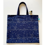 🆕レッスンバッグ・リバーシブル　キラキラ星銀河⭐︎ネイビー/黒ストライプ&デニム風　入園入学　習いごと