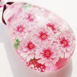 《八重桜》　ペンダント　ガラス　とんぼ玉　春　花　桜