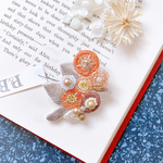【新作】orange丸花Flower ビーズ刺繍ブローチ
