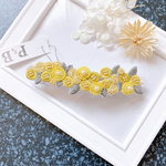 1点物//ミモザのビーズ刺繍バレッタ