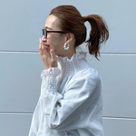コットンパールフープピアス