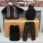 オビツ11　服　コーデセット　ストライプ赤×紺