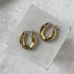 ステンレス k18 ウェーブ フープピアス 