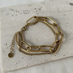 ステンレス 18k ダブルチェーン ブレスレット つけっぱなしOK アレルギー対応