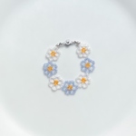 フラワービーズブレスレット "blue×orange"