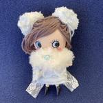 イーマリーちゃん　モフモフストール付き♡おだんごヘアアクセ　上品ホワイト系コーデワンピースセット