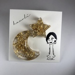 月と星　金箔ピアス
