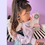 再販💕グレンチェック＆さくらんぼ🍒大人可愛いフルーツの大ぶりイヤリング