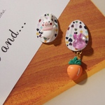 1412-k様専用　イースターエッグ　Easter イースターアクセサリー　ニッケルフリーイヤリングorピアス　サージカルステンレスピアス　蝶バネクリップイヤリング　うさぎ　にんじん