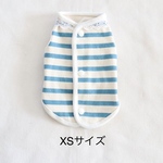 [犬服] XSサイズ 完成品 チワワ 春服　　　　　　　　　ボーダー 襟レース付 リバーシブル パイピングベスト 背中開き