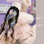 豪華なティアラ付き💕ふんわり💕ゆめかわ♡美しくロマンチックなオーガンジーリボンのヘアゴム（たらりん足40cm）