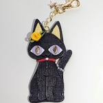 キラキラ瞳の黒ねこ☆キーホルダー