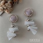 RUKIRIRIA #665 クリアホワイトビニールピアス  大ぶりピアス 大ぶりイヤリング 