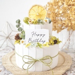 クレイケーキ　飾り付き　ウェルカムスペース　グリーン×ユーカリ　イミテーションケーキ　結婚式　誕生日