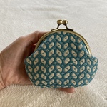 こぎん刺しのぺたんこがま口財布 あさぎ