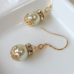 ミントグリーン～コットンパール★ピアス