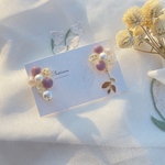 新作♡フラワー レジン×くすみカラー×淡水パール×アシンメトリー ピアス イヤリング