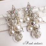 【上品シルバー✨】Jewelstar☆ガラス＆パールぶどうピアス