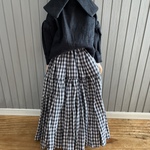 リカちゃん服＊ティアードスカート・ブラック細ギンガム