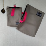 グレー×ビビッドピンク　レッスンバッグ　上履き入れ
