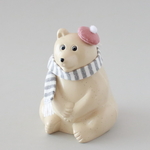 【秋冬限定】 しろくま貯金箱さんのポンポンベレー帽　モーヴピンク