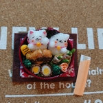 キャラ弁招き猫とロースカツ弁当😻