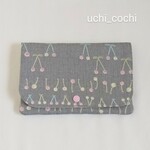 お薬手帳ケース・母子手帳ケース・通帳ケースに♪マルチケース  北欧柄 cherry grey