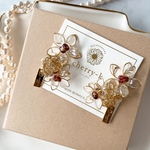 garnet flower resin bijou pierce ［ワイヤーフラワー　レジン　大ぶり　ビジュー　ピアス　イヤリング］