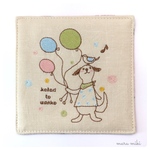 再販【風船と犬と小鳥】刺繍コースター🎈