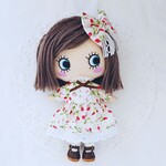 いちごのワンピース 立ち襟 ホワイト * イーマリーちゃんサイズ